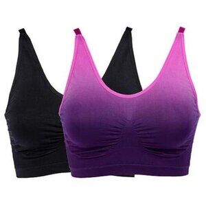 Rhonda Shear 2 Pack Ombre Seamless Ahh Bra Size XL Purple Black Intimate 638.34